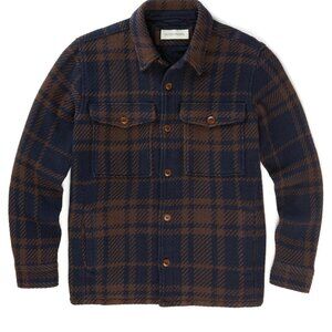 Outerknown Cloud Weave Jacket Shirt - Indigo Griffith Plaid L Large - MSRP $248